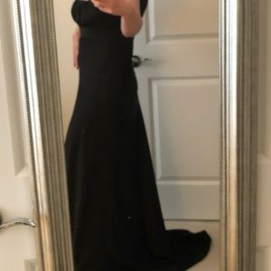 Calvin Klein black satin evening gown